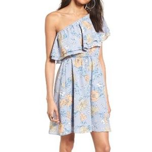 Best Lush Ruffle One-Shoulder Dress - Light Blue C